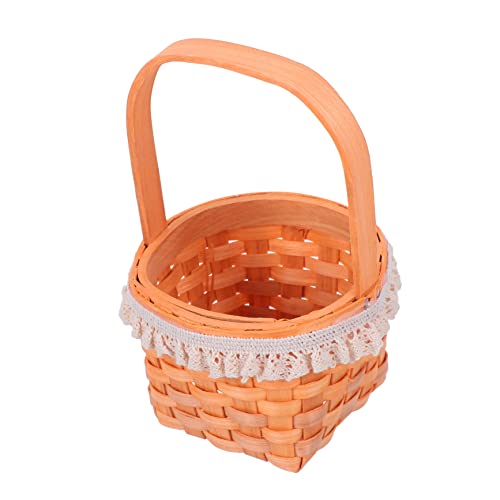 MAGICLULU 1 Stk Mini Obstkorb Aus Holz Deckel Kleiner Blumentopf Körbe Rattan Weben Favorisieren Tomatenpflanzentöpfe Gefälligkeiten Korbflechten Zubehör Faltbar Tür Hölzern von MAGICLULU