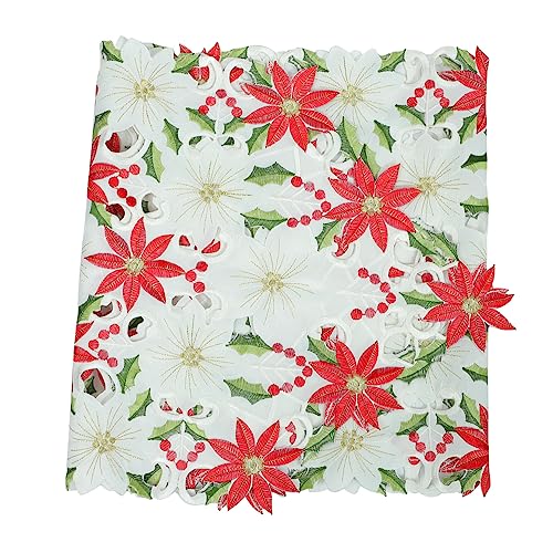 MAGICLULU 1 Stück Tischläufer weihnachtsmotiv weihnachtsessen Christmas Tablecloth ästhetische Raumdekoration Weihnachtsbaum Wohnkultur Tischdecke weihnachtstischdecke Polyester Weiß von MAGICLULU