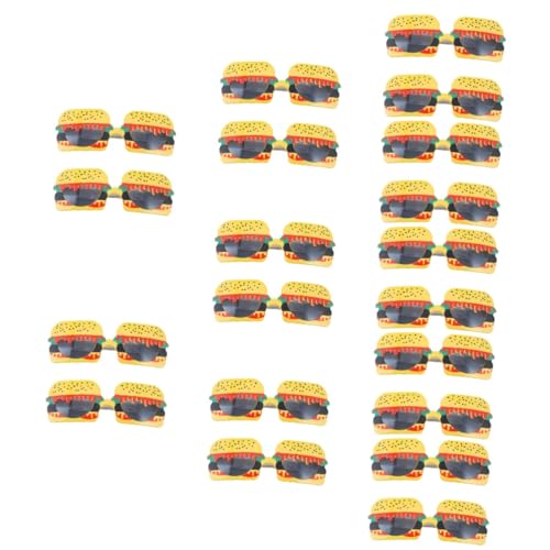 MAGICLULU 10 Sätze Hamburger Sonnenbrillen-Requisiten Neuartige Partybrille Gefälscht Gläser in Burgerform Windsäcke Und Spinner Rave Abs Yellow 2 Stücke * 10 von MAGICLULU