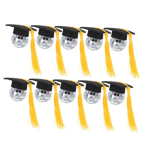 MAGICLULU 10 Stück Abschlussparty -Dekorationen Discokugeln für Kuchen Abschluss-Kuchenaufsatz Cupcake-Topper mit Abschluss kleine Cupcake-Dekoration Grad-Cap-Ornament Acryl Golden MAGICLULU 10 Stück Abschlussparty -Dekorationen Discokugeln für Kuchen Abschluss-Kuchenaufsatz Cupcake-Topper mit Abschluss kleine Cupcake-Dekoration Grad-Cap-Ornament Acryl Golden von MAGICLULU