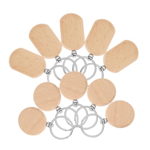 MAGICLULU 10pcs Holz Schlüsselanhänger Rohlinge Gravur Schlüsselanhänger Unfinished Holz Schlüsselanhänger für Dekorationen von MAGICLULU