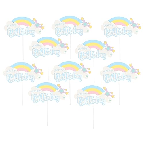 MAGICLULU 10 Stücke Regenbogen Kuchen Topper Set Geburtstag Kuchen Dekorationen Party Kuchen Topper Ornamente von MAGICLULU