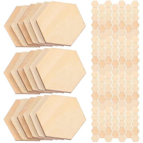 MAGICLULU 100 Stück Unfertige Holz-Sechseckstücke Unfertige Holzausschnitte Sechseck-Sechseck-Rohlinge Unfertige Holzscheiben Für Bastelprojekte 3 Cm von MAGICLULU