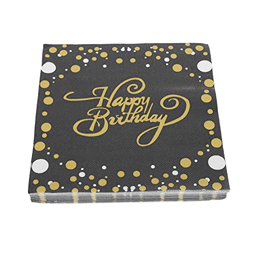 MAGICLULU 100st Papierserviette Golddekor Pastell Roségold Servietten Hochzeitsdekorationen Alles Zum Geburtstag Gewebe Party-serviettenverzierung Geburtstagsdekoration Teller Black von MAGICLULU