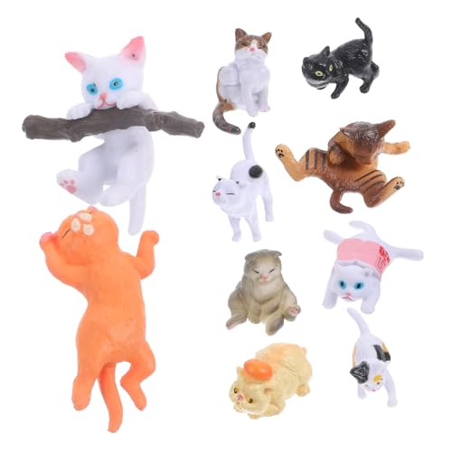 MAGICLULU 10St Cartoon cat Cutie Cats Katzenfiguren Kätzchen-Statuen mikrolandschaft Partyzubehör für Katzen schlafende Katzenstatue Katzenmodell Kätzchenfiguren-Dekore Kuchenfigur PVC von MAGICLULU