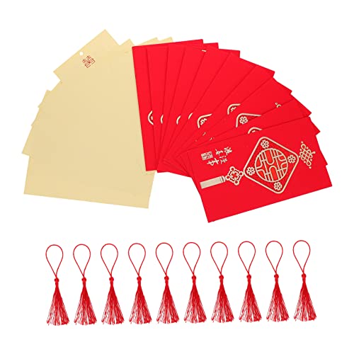 MAGICLULU 10St Hochzeitseinladung die chinesen wedding card Braut Hochzeitsdekoration briefumschläge Geschenkkarte Einladungskarten Einladungskarte aus Papier Quasten aus Nylonseil von MAGICLULU