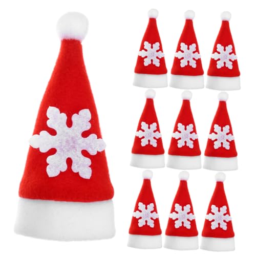 MAGICLULU 10St Mini-Weihnachtsmütze Weihnachtszauber Mini-Weihnachtsbaum Wein weihnachtsessen weihnachtsdekoration Weihnachtshalter für Silberbesteck weihnachtliche Tischdekoration Stoff rot von MAGICLULU