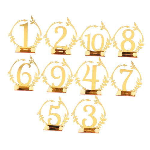 MAGICLULU 10St Tisch Nummernschild hochzeitsdekoration Tischnummern 1-10 Tischnummern unterzeichnen 1-10 Tischnummern Sitzschilder aus Acryl Tischnummer für den Hochzeitsempfang Golden von MAGICLULU