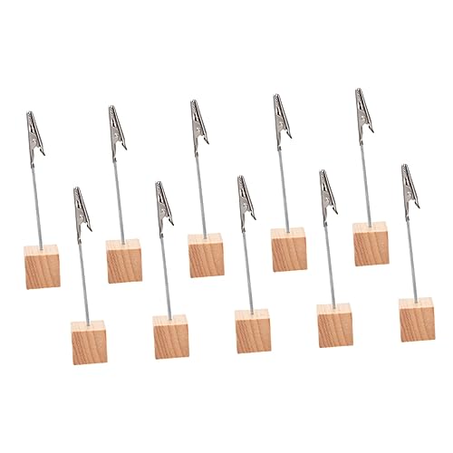 MAGICLULU 10St Visitenkartenhalter aus Holz Holzständer Tischständer Schreibtischdekoration Tischhalter steht Holzwürfel Fotoclips Fotoclip aus Holz Holzsockelclips Fotohalter Bildhalter von MAGICLULU