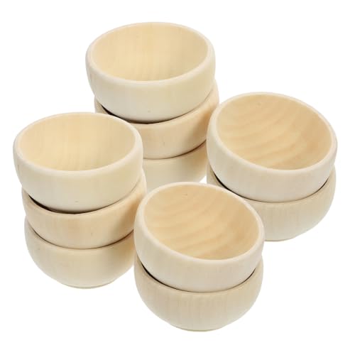 MAGICLULU 10St kleine Holzschale Dip-Saucenbecher kleine Dessertschalen wood bowl holzdeko Minispielzeug für Kinder Kinderhandwerk Mini-Holzbesteck DIY Holzschalen Süssigkeit Holzschüssel von MAGICLULU