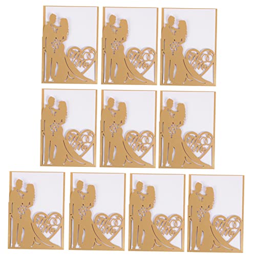 MAGICLULU 10st Grußkarte Schneiderei Gefälscht Lädt Ein Hochzeitskarten Für Braut Und Bräutigam Fälschung Weihnachten Hochzeits Einladung Tischläufer Kostüm Heimwerken Golden Papier von MAGICLULU