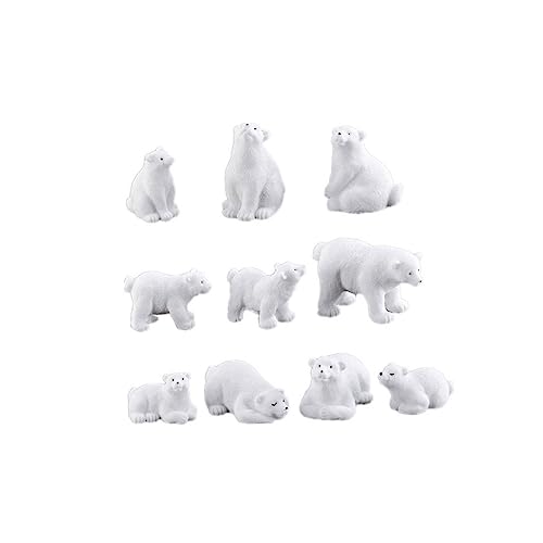 MAGICLULU 11 STK Mikrolandschaftsornament Plüsch Miniatur-tierfiguren Bären Eisbär Kuchendeckel Eisbär Figur Tiere Tragen Ausgestopft Miniaturfiguren Polarfiguren Weiß von MAGICLULU