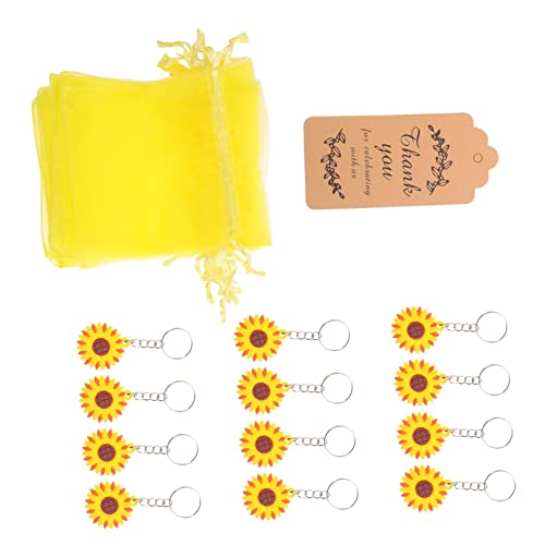 MAGICLULU 12 Sätze Sonnenblumen-schlüsselanhänger Sonnenblumenschlüssel Wiederverwendbare Taschen Sommerparty-dekorationen Geburtstagsparty- Sommer-schlüsselanhänger Halter Papier von MAGICLULU