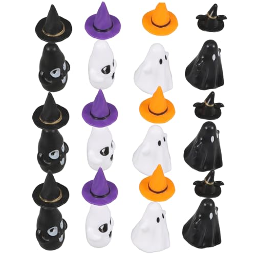 MAGICLULU 12 Sets Mikrolandschaft Ornamente Mit Niedlichen Mini Geist Figuren Und Hexenhut Kit Für Halloween Miniaturdekorationen Miniaturgarten Dekorpuppenzubehör Accessoires von MAGICLULU