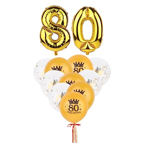 MAGICLULU 12er Set Goldene Nummer 80 Luftballons Mit Konfetti Geburtstagsdeko Mit Zahlenballons Latexballons Und Konfettiballons Für Partys Und Feiern von MAGICLULU