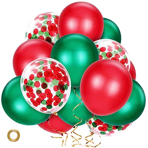 MAGICLULU 12 Stück Weihnachts Luftballons Bunt Und Metallic Exquisite Deko Für Feiern Hochzeiten Und Weihnachtsfeste Perfekt Für Partyzubehör Und Festliche Anlässe von MAGICLULU