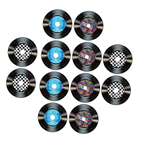 MAGICLULU 12St Schallplattendekoration LED- Rosendekorationen schwarzes favorisieren Party wanddeko Wand Dekorationen Aufzeichnungen Ornament Schallplatten-Wandschild- Papier von MAGICLULU