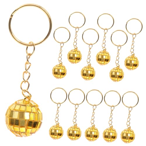 MAGICLULU 12st Disco-schlüsselanhänger Discolichter Für Partys Discokugel-gefälligkeiten Kleine Discokugel Mini-disco-kugeln Dekoration Disco-anhänger Disco-kugel-ornamente Golden Schaum von MAGICLULU