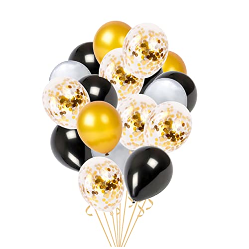 MAGICLULU 18 Teiliges Set Mit Transparenten Konfetti Ballons Für Hochzeiten Und Geburtstagsfeiern Glänzende Goldene Glänzende Silberne Und Glänzende Schwarze Ballons von MAGICLULU