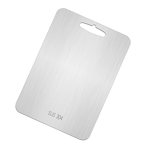 MAGICLULU 1Stk schneidebrett aus edelstahl Wurstbrett Werkzeug Planke fleisch schneidebrett non slip cutting board Anti-Rutsch-Schneidebrett praktisches Schneidebrett Edelstahl 304 Silver von MAGICLULU