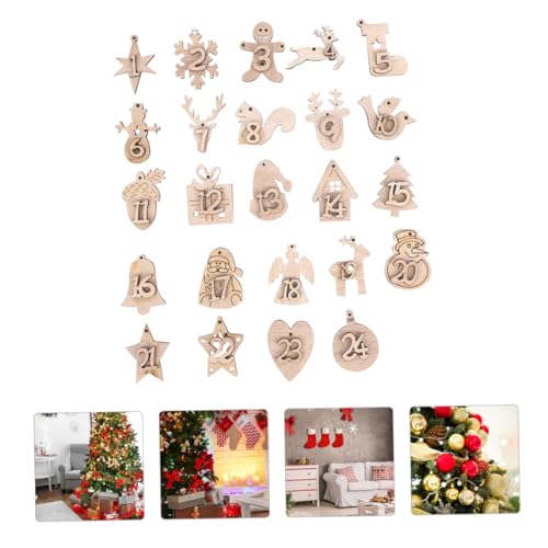 MAGICLULU 2 Nummernschild Aus Holz Weihnachtsbaum Lichter Ornament Weihnachtsdekoration Advent Zahlen Weihnachtsbedarf Weihnachtsnummer-tags Kalender-anhänger Gefühlt Hölzern Beige von MAGICLULU