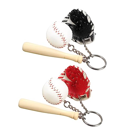 MAGICLULU 2 Satz Baseball-Anzug portable tragbare pendant personalisierter Baseball-Schlüsselanhänger Baseball-Handschuhe Baseball-Modell-Schlüsselanhänger Mini-Baseballanzug-Modelle hölzern von MAGICLULU