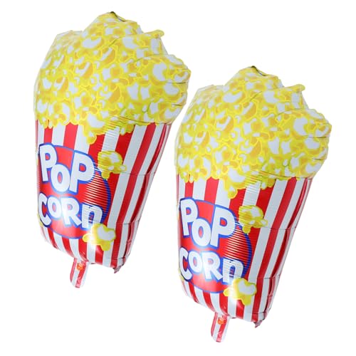 MAGICLULU 2 Stk Popcornballon Donut-ballons Wassermelonenballons Party Liefert Luftballons Kuchen Luftballons -aufhänger Fruchtballons Popcorn-eimer-luftballons Aluminiumfolie von MAGICLULU