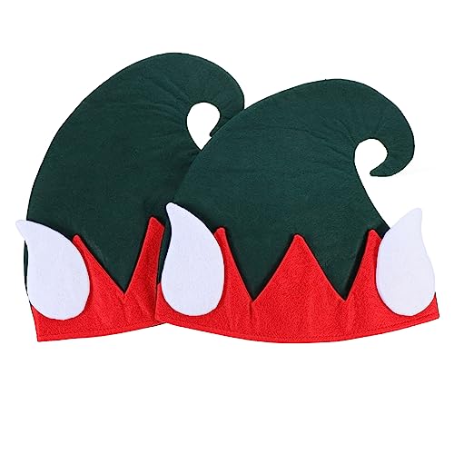 MAGICLULU 2 Stk Weihnachtsmütze weihnachtsdeko weihnachtsmütze für kinder weihnachtsmannmützen Weihnachtskopfbedeckung kostüm hut elfenmützen aus stoff Weihnachtselfen Chapeau von MAGICLULU