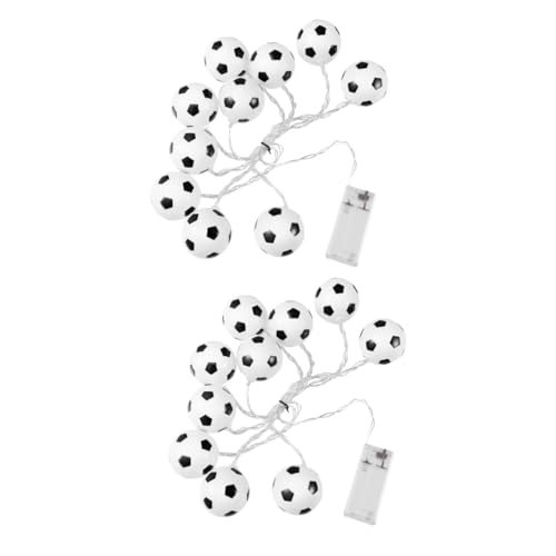 MAGICLULU 2 Stück Schnur Fußball-Lichterketten led ligts led-light Weihnachtsbeleuchtung deko Mini-Fußball Fee LED-Lampe draussen Laternenpfahl Schaumkugel Garten Licht schmücken von MAGICLULU