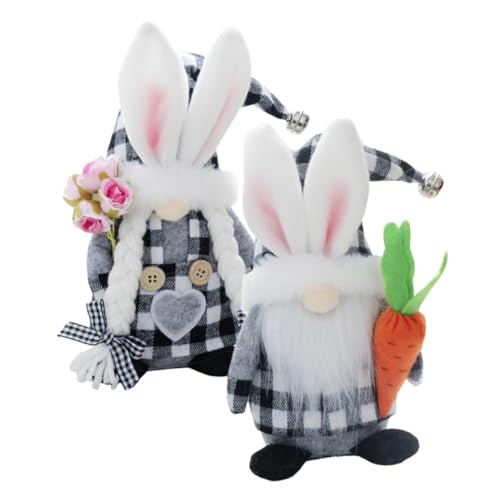 MAGICLULU 2 Stücke Kariertes Häschen hasenpuppe Ostern ostegeschenke Plüschkaninchen-Zwergpuppe zu Ostern Osterzwerg Desktop-Zwerg-Puppe Kaninchenzwergpuppe Stoff von MAGICLULU