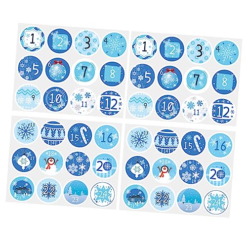 MAGICLULU 20 Blatt Weihnachtskalender-aufkleber Weihnachten Aufblasbar Im Freien Papieraufkleber Mit Weihnachtszahlen Weihnachtsbäume Adventsboxen Schneemannfamilie Blue Beschichtetes Papier von MAGICLULU