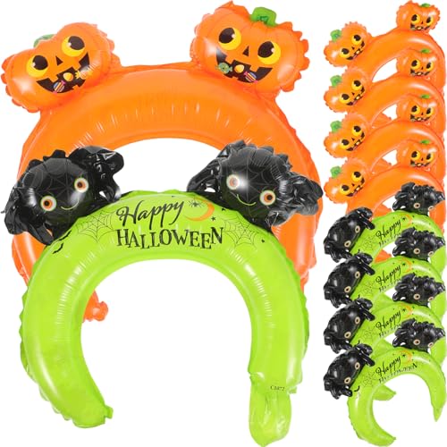 MAGICLULU 20 Stück Happy Halloween Aufblasbares Stirnband Halloween-Stil Ballon-Stirnband Aufblasbare Luftballons Partyzubehör Für Halloween-Party (Schmetterling + Kürbis) von MAGICLULU