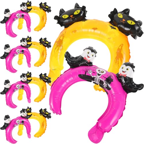 MAGICLULU 20 Stück Happy Halloween Aufblasbares Stirnband Halloween-Stil Ballon-Stirnband Aufblasbare Luftballons Partyzubehör Für Halloween-Party (Schwarze Katze +) von MAGICLULU