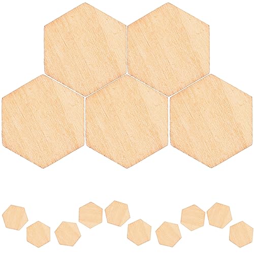 MAGICLULU 200st Sechseckige Stücke Aus Buchenholz Holzscheiben Für Hochzeitsmittelstücke Bastelformen Aus Holz Natürliche Unvollendete Ausschnitte Holzplatte Holzspäne Kamm Bambus Mini Kind von MAGICLULU