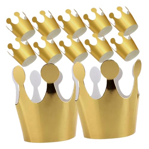 MAGICLULU 20St Geburtstagshut Teller Krone für Kinder Kleinkind Sohn Junge Krone party mitgebsel kinder kinderparty mitgebsel Geburtstagsparty-Hüte Kindergeburtstag Kopfschmuck Papier Golden von MAGICLULU