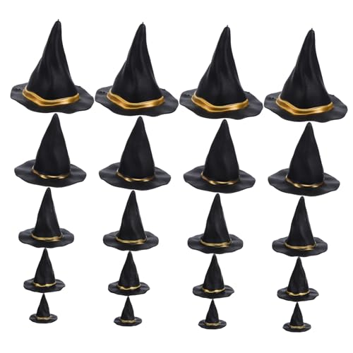 MAGICLULU 20St Halloween-Hexenhut Geisterdekorationsparty Hexenbesen Mini-Kessel Mini-Hüte DIY Hexenhut Halloween Puppenzubehör Hut für Minihauspuppe Hexenhut Plastik Black von MAGICLULU