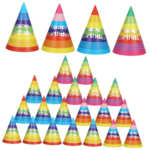 MAGICLULU 20st Regenbogen-geburtstagshut Goldene Partyhüte Neonhut Sombrero-partyhut Geburtstagsmützen Erwachsene Mini-hüte Leitkegel Hut Geburtstagsparty-hüte Mützen Kegelhut Papier von MAGICLULU