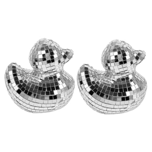 MAGICLULU 2St Disco-Ornamente Disco-Party-Tischdekoration Disco-Desktop-Dekoration Niedliche Discokugeln in Entenform dekorative Enten-Requisite Entendekor zu Hause Entenmodell Schaum Silver von MAGICLULU