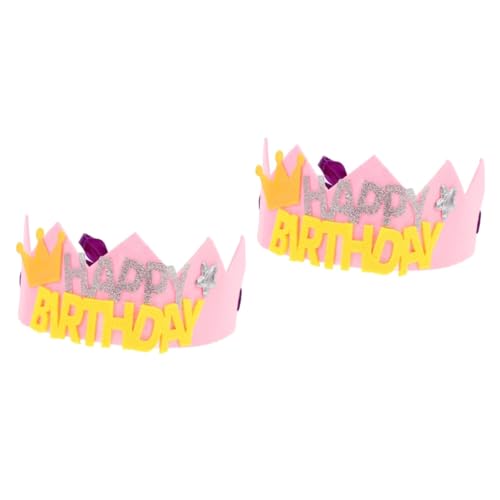 MAGICLULU 2St Geburtstagshut Geburtstagsgeschenk Kopfschmuck geburtstagsüberraschung Geburtstagsparty-Hut Geburtstagsbanner Mini Partyhüte für Geburtstagsparty-Hüte Filzstoff Rosa von MAGICLULU