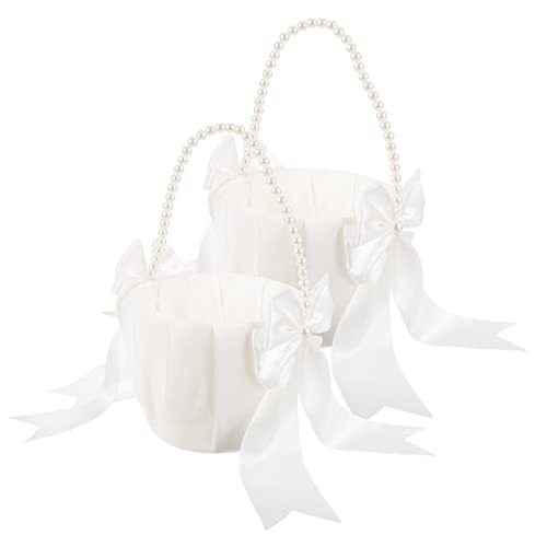 MAGICLULU 2St Hochzeitsdekoration wedding hochzeitsbingo hochzeitskorb nupsis Blütenblätter für Hochzeiten Dekoration de Blumenbehälter für die Braut Geschenkkorb zur Hochzeit Stoff Weiß von MAGICLULU