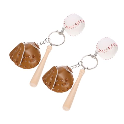 MAGICLULU 2St Schlüsselanhänger Schlüsselhalter Baseball-Partygeschenke Schleife schwenken Auto Mini Baseballhandschuh Baseball Baseball-Zubehör Baseball-Schlüsselbundgeschenke Holz von MAGICLULU