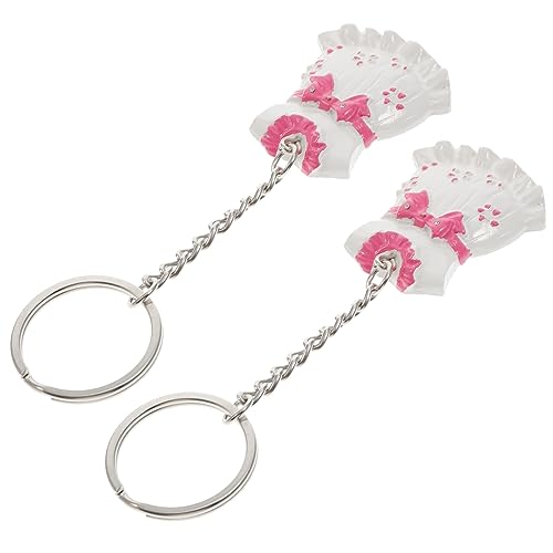 MAGICLULU 2St Schlüsselanhänger elegant würfelunterlage Babydusche harz Taschenanhänger Hochzeit lustig Frauen Babypartygeschenke für Gäste Gefälligkeiten für die Babyparty Metall Ring Rosa von MAGICLULU