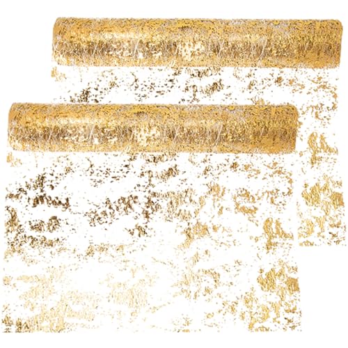 MAGICLULU 2st Goldener Tischläufer Tischdecke Fallen Tischdecken Hochzeitsdekoration Weihnachtliche Tischdekoration Esszimmer-herzstück Vasen Goldene Tischläufer Party 100% Polyester von MAGICLULU