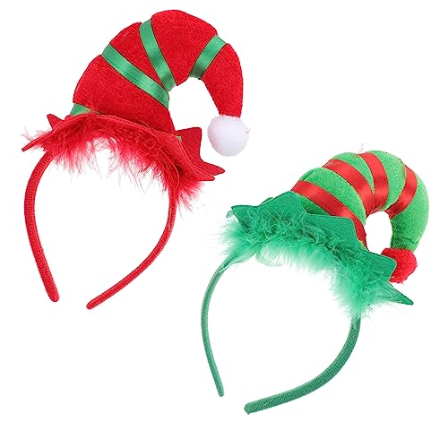 MAGICLULU 2st Weihnachtsstirnband Weihnachtself-kostüm-stirnband Weihnachtselfen Weihnachts-party-hut Party-kopfschmuck Festival-kopfschmuck-requisite Weihnachtshaarband Haarband-dekor Stoff von MAGICLULU