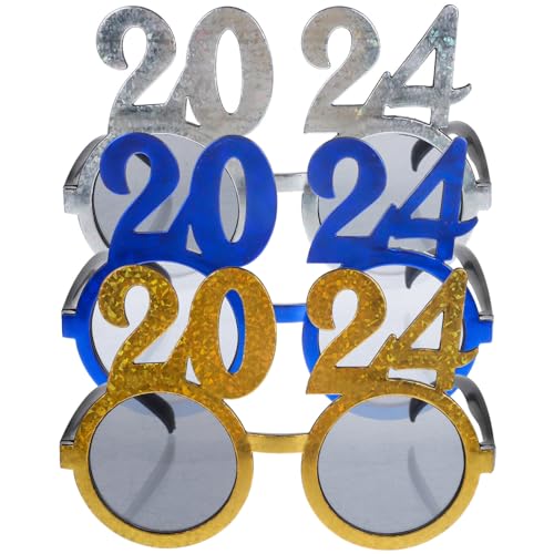 MAGICLULU 3 Stück 2024 Silvesterbrille Gold Silber Partybrille Glitzer Zahlenbrille Silvester Partyzubehör Für Die Neujahrsfeier von MAGICLULU