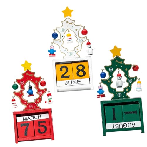 MAGICLULU 3 Stück Kalender Ornament Urlaub Weihnachten Kalender Digitales Pad Home Flip Weihnachten Display Ornamente Dekorationen Weihnachtsornament Weihnachten Aus Holz Bunt von MAGICLULU