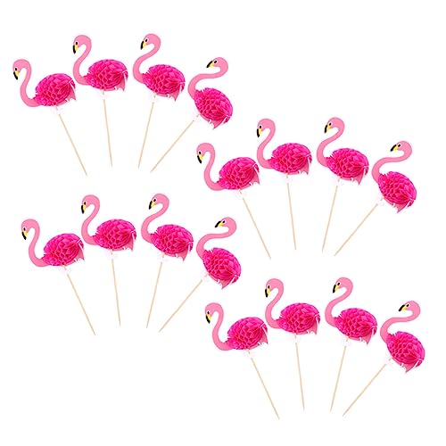 MAGICLULU 30St Flamingo-Kuchen-Einsatz Obstkuchen tropische Cupcake-Topper funkelnd hawaii party dekoration hawaii geburtstagsdeko Zubehör für Partykuchen Kuchendekorationen Holz Rosy von MAGICLULU