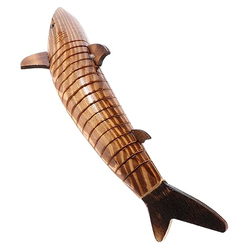 MAGICLULU 33 cm großes Hai-Modell aus karbonisiertem Holz Wasser- Welt realistischer Fisch holzgeschenke holzdeko tischdeko Hai-Verzierung Meerestier-Ornament aus Holz hölzern von MAGICLULU