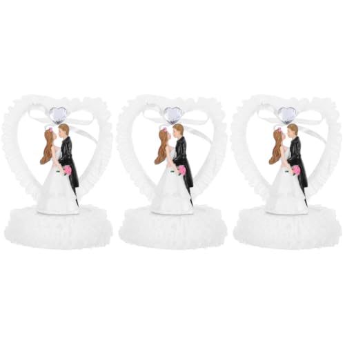 MAGICLULU 3St Hochzeitsdekorationen braut- und bräutigamfiguren Braut und Bräutigam Figur Bausatz hochzeitsschmuck hochzeitsfiguren Hochzeitspaar Figur kompakte Paarpuppe Gittergewebe Weiß von MAGICLULU