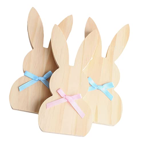 MAGICLULU 3St Kaninchen-Holzschild-Dekoration Figur ostern Hasen-Outfit Hasenkostüm gucken basteln ostern osterbasteln ostertischdeko Hasenschilder zum Selbermachen ostern DIY handwerk von MAGICLULU